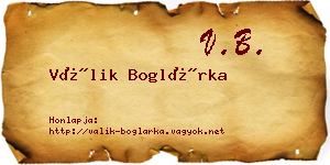 Válik Boglárka névjegykártya